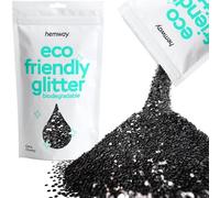 Hemway Eco Friendly Biodegradable Glitter - Black | 100g Extra Chunky Plant-Based Metallic Flakes for Arts & Resin Crafts | Bio Supplies for Festival, Hair, Face, Body & Nail Art Decoration