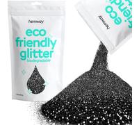 Hemway Eco Friendly Biodegradable Glitter - Black | 100g Ultrafine Plant-Based Metallic Flakes for Arts & Resin Crafts | Bio Supplies for Festival, Hair, Face, Body & Nail Art Decoration