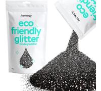 Hemway Eco Friendly Biodegradable Glitter - Black | Fine Plant-Based Metallic Flakes for Arts & Resin Crafts | Bio Supplies for Festival, Hair, Face, Body & Nail Art Decoration | 100 g