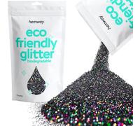 Hemway Eco Friendly Biodegradable Glitter - Black Holographic | 100g Chunky Plant-Based Metallic Flakes for Arts & Resin Crafts | Bio Supplies for Festival, Hair, Face, Body & Nail Art Decoration