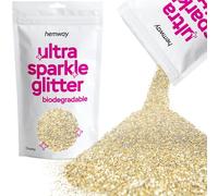 Hemway Eco Friendly Biodegradable Glitter - Champagne Gold | Chunky Plant-Based Metallic Flakes for Arts & Resin Crafts | Bio Supplies for Festival, Hair, Face, Body & Nail Art Decoration | 100 g