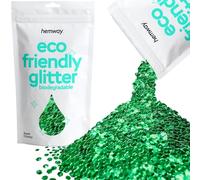 Hemway Eco Friendly Biodegradable Glitter - Emerald Green | 100g Super Chunky Plant-Based Metallic Flakes for Arts & Resin Crafts | Bio Supplies for Festival, Hair, Face, Body & Nail Art Decoration