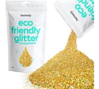 Hemway Eco Friendly Biodegradable Glitter - Gold Holographic | 100g Fine Plant-Based Metallic Flakes for Arts & Resin Crafts | Bio Supplies for Festival, Hair, Face, Body & Nail Art Decoration