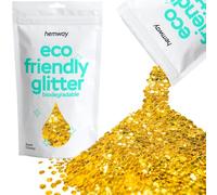 Hemway Eco Friendly Biodegradable Glitter - Gold | Super Chunky Plant-Based Metallic Flakes for Arts & Resin Crafts | Bio Supplies for Festival, Hair, Face, Body & Nail Art Decoration | 100 g