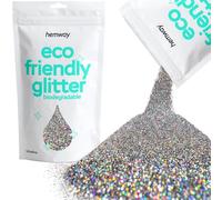 Hemway Eco Friendly Biodegradable Glitter - Gun Metal Grey Holographic | 100g Ultrafine Plant-Based Metallic Flakes for Arts & Resin Crafts | Bio Supplies for Festival, Hair, Face, Body & Nail Art