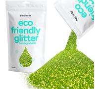Hemway Eco Friendly Biodegradable Glitter - Lime Green | 100g Ultrafine Plant-Based Metallic Flakes for Arts & Resin Crafts | Bio Supplies for Festival, Hair, Face, Body & Nail Art Decoration