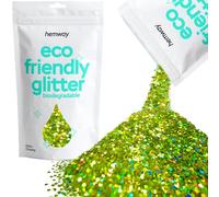 Hemway Eco Friendly Biodegradable Glitter - Lime Green Holographic | 100g Extra Chunky Plant-Based Metallic Flakes for Arts & Resin Crafts | Bio Supplies for Festival, Hair, Face, Body & Nail Art