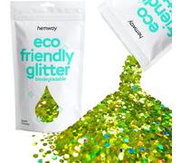 Hemway Eco Friendly Biodegradable Glitter - Lime Green Holographic | 100g Super Chunky Plant-Based Metallic Flakes for Arts & Resin Crafts | Bio Supplies for Festival, Hair, Face, Body & Nail Art