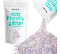 Hemway Eco Friendly Biodegradable Glitter - Mother of Pearl Iridescent | 100g Extra Chunky Plant-Based Metallic Flakes for Arts & Resin Crafts | Bio Supplies for Hair, Face, Body & Nail Art