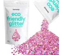 Hemway Eco Friendly Biodegradable Glitter - Pink Holographic | Super Chunky Plant-Based Metallic Flakes for Arts & Resin Crafts | Bio Supplies for Festival, Hair, Face, Body & Nail Art | 100 g
