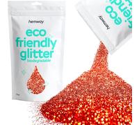 Hemway Eco Friendly Biodegradable Glitter - Red Holographic | 100g Fine Plant-Based Metallic Flakes for Arts & Resin Crafts | Bio Supplies for Festival, Hair, Face, Body & Nail Art Decoration