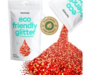 Hemway Eco Friendly Biodegradable Glitter Red Holographic Extra Chunky 100g