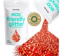 Hemway Eco Friendly Biodegradable Glitter Red Holographic Extra Chunky 100g | Plant Based Biodegradable Glitter for Craft, Face, Hair, Nail, Body and Festival