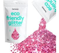 Hemway Eco Friendly Biodegradable Glitter - Rose Pink | 100g Super Chunky Plant-Based Metallic Flakes for Arts & Resin Crafts | Bio Supplies for Festival, Hair, Face, Body & Nail Art Decoration