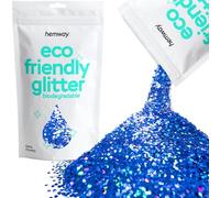 Hemway Eco Friendly Biodegradable Glitter - Sapphire Blue Holographic | 100g Extra Chunky Plant-Based Metallic Flakes for Arts & Resin Crafts | Bio Supplies for Hair, Face, Body & Nail Art