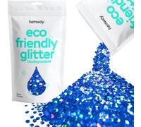 Hemway Eco Friendly Biodegradable Glitter - Sapphire Blue Holographic | 100g Super Chunky Plant-Based Metallic Flakes for Arts & Resin Crafts | Bio Supplies for Hair, Face, Body & Nail Art