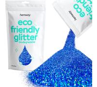 Hemway Eco Friendly Biodegradable Glitter - Sapphire Blue Holographic | 100g Ultrafine Plant-Based Metallic Flakes for Arts & Resin Crafts | Bio Supplies for Festival, Hair, Face, Body & Nail Art