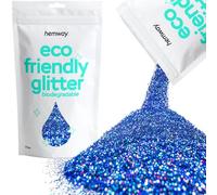 Hemway Eco Friendly Biodegradable Glitter - Sapphire Blue Holographic | Fine Plant-Based Metallic Flakes for Arts & Resin Crafts | Bio Supplies for Festival, Hair, Face, Body & Nail Art | 100 g