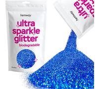 Hemway Eco Friendly Biodegradable Glitter - Sapphire Blue Holographic | Ultrafine Plant-Based Metallic Flakes for Arts & Resin Crafts | Bio Supplies for Festival, Hair, Face, Body & Nail Art | 100 g