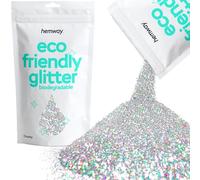 Hemway Eco Friendly Biodegradable Glitter - Silver Holographic | 100g Chunky Plant-Based Metallic Flakes for Arts & Resin Crafts | Bio Supplies for Festival, Hair, Face, Body & Nail Art Decoration