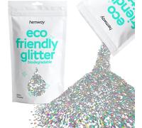 Hemway Eco Friendly Biodegradable Glitter - Silver Holographic | 100g Extra Chunky Plant-Based Metallic Flakes for Arts & Resin Crafts | Bio Supplies for Festival, Hair, Face, Body & Nail Art