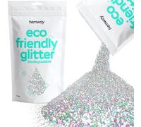 Hemway Eco Friendly Biodegradable Glitter - Silver Holographic | 100g Fine Plant-Based Metallic Flakes for Arts & Resin Crafts | Bio Supplies for Festival, Hair, Face, Body & Nail Art Decoration