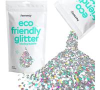Hemway Eco Friendly Biodegradable Glitter - Silver Holographic | 100g Super Chunky Plant-Based Metallic Flakes for Arts & Resin Crafts | Bio Supplies for Festival, Hair, Face, Body & Nail Art