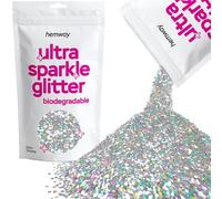 Hemway Eco Friendly Biodegradable Glitter - Silver Holographic | Extra Chunky Plant-Based Metallic Flakes for Arts & Resin Crafts | Bio Supplies for Festival, Hair, Face, Body & Nail Art | 100 g