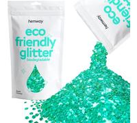 Hemway Eco Friendly Biodegradable Glitter - Turquoise Blue | 100g Super Chunky Plant-Based Metallic Flakes for Arts & Resin Crafts | Bio Supplies for Festival, Hair, Face, Body & Nail Art