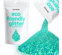 Hemway Eco Friendly Biodegradable Glitter - Turquoise Blue Holographic | 100g Fine Plant-Based Metallic Flakes for Arts & Resin Crafts | Bio Supplies for Festival, Hair, Face, Body & Nail Art