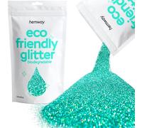 Hemway Eco Friendly Biodegradable Glitter - Turquoise Blue Holographic | 100g Ultrafine Plant-Based Metallic Flakes for Arts & Resin Crafts | Bio Supplies for Festival, Hair, Face, Body & Nail Art