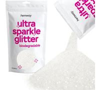 Hemway Eco Friendly Biodegradable Glitter - White Iridescent | Ultrafine Plant-Based Metallic Flakes for Arts & Resin Crafts | Bio Supplies for Festival, Hair, Face, Body & Nail Art Decoration | 100 g