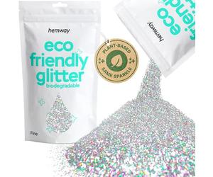 Hemway Eco Friendly Glitter Silver Holographic Fine 100g, Plant Based