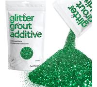 Hemway Emerald Green Glitter Grout Additive Chunky 100g Metallic Flakes for Adding Sparkle to Kitchen & Bathroom Tiles | Enhance Your Indoor Grouting Projects with a Durable Sparkly Effect