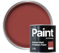 Hemway Florentine Red Paint 2.5 L, Indoor Matt Finish, One Coat, Wall Paint, Acrylic & Water-Based Emulsion, Quick Dry & High Coverage for the Kitchen, Bathroom & Bedroom Walls & Ceiling