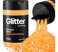 Hemway Fluorescent Orange Glitter Shaker, 200g Super Chunky Glitter for Crafts Metallic Flake Sequins for Resin & Epoxy Crafts for Decorating, Halloween, Christmas, Nail, Face, Bunting, Art