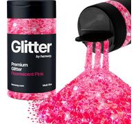 Hemway Fluorescent Pink Glitter Shaker, 120g Multi Size Glitter for Crafts Metallic Flake Sequins for Resin & Epoxy Crafts for Decorating, Halloween, Christmas, Nail, Face, Art