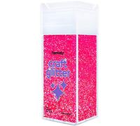 Hemway Fluorescent Pink Glitter Shaker, 130g Fine Glitter for Crafts 1/64" Metallic Flake Silver Sequins for Resin & Epoxy Crafts for Decorating, Halloween, Christmas, Nail, Face, Art, Art, Pots