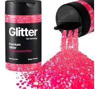Hemway Fluorescent Pink Glitter Shaker, 130g Super Chunky Glitter, Crafts 1/8" Metallic Flake Pink Sequins, Resin & Epoxy Crafts, Decorating, Halloween, Christmas, Nail, Face, Art