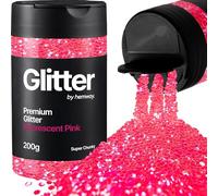 Hemway Fluorescent Pink Glitter Shaker, 200g Super Chunky Glitter for Crafts Metallic Flake Sequins for Resin & Epoxy Crafts for Decorating, Halloween, Christmas, Nail, Face, Art