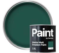 Hemway Forest Green Paint 2.5 L, Indoor Matt Finish, One Coat, Wall Paint, Acrylic & Water-Based Emulsion, Quick Dry & High Coverage for the Kitchen, Bathroom & Bedroom Walls & Ceiling