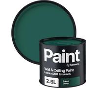 Hemway Forest Green Paint 2.5 L, Indoor Matt Finish Wall Paint, Acrylic & Water-Based Emulsion, Quick Dry & High Coverage for the Kitchen, Bathroom & Bedroom Walls & Ceiling
