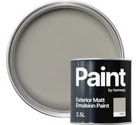 Hemway French Grey Exterior Paint 2.5L, Outdoor Matt Finish, Acrylic & Water-Based Emulsion, Quick Dry & High Coverage for Walls, Wood, Metal, Fence, Masonry Paint Exterior & Furniture