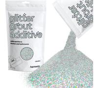 Hemway Glitter For Grout Additive Tile Silver Holographic, Ultrafine Size, 100G, Sparkle Grout, Bathroom Wet Room Kitchen