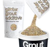 Hemway Glitter Grout Additive add Sparkle to Mosaic Tiles, Bathrooms, Wet Rooms, Kitchens, Tiled Based Rooms and Cement Based Grouts 100g / 3.5oz - Gold Silver