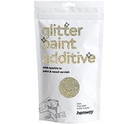 Hemway Glitter Paint Additive - Gold Silver | 100g Fine Metallic Flakes for Adding Sparkle to Paints & Wood Varnish | Add to Emulsion, Acrylic & Latex for Indoor Sparkly Walls