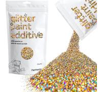 Hemway Glitter Paint Additive - Gold Silver Holographic | Chunky Metallic Flakes for Adding Sparkle to Paints & Wood Varnish | Add to Emulsion, Acrylic & Latex for Indoor Sparkly Walls | 100 g