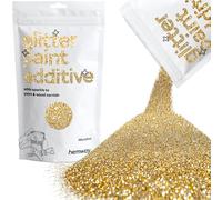Hemway Glitter Paint Additive - Gold Silver | Microfine Metallic Flakes for Adding Sparkle to Paints & Wood Varnish | Add to Emulsion, Acrylic & Latex for Indoor Sparkly Walls | 100 g