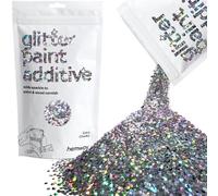 Hemway Glitter Paint Additive - Gun Metal Grey Holographic | 100g Extra Chunky Flakes for Adding Sparkle to Paints & Wood Varnish | Add to Emulsion, Acrylic & Latex for Indoor Sparkly Walls