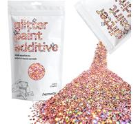 Hemway Glitter Paint Additive - Rose Gold Holographic | 100g Extra Chunky Metallic Flakes for Adding Sparkle to Paints & Wood Varnish | Add to Emulsion, Acrylic & Latex for Indoor Sparkly Walls